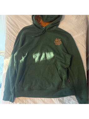 Quiksilver green hoodie with orange logo, size XL #surf #skate